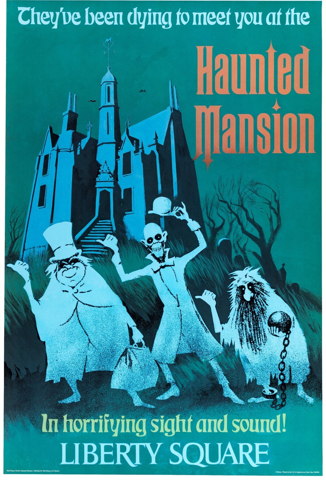 Disney World 1971-1980 Haunted Mansion Original Park Attraction Poster Disney World 1971-1980 Haunted Mansion Original Park Attraction Poster