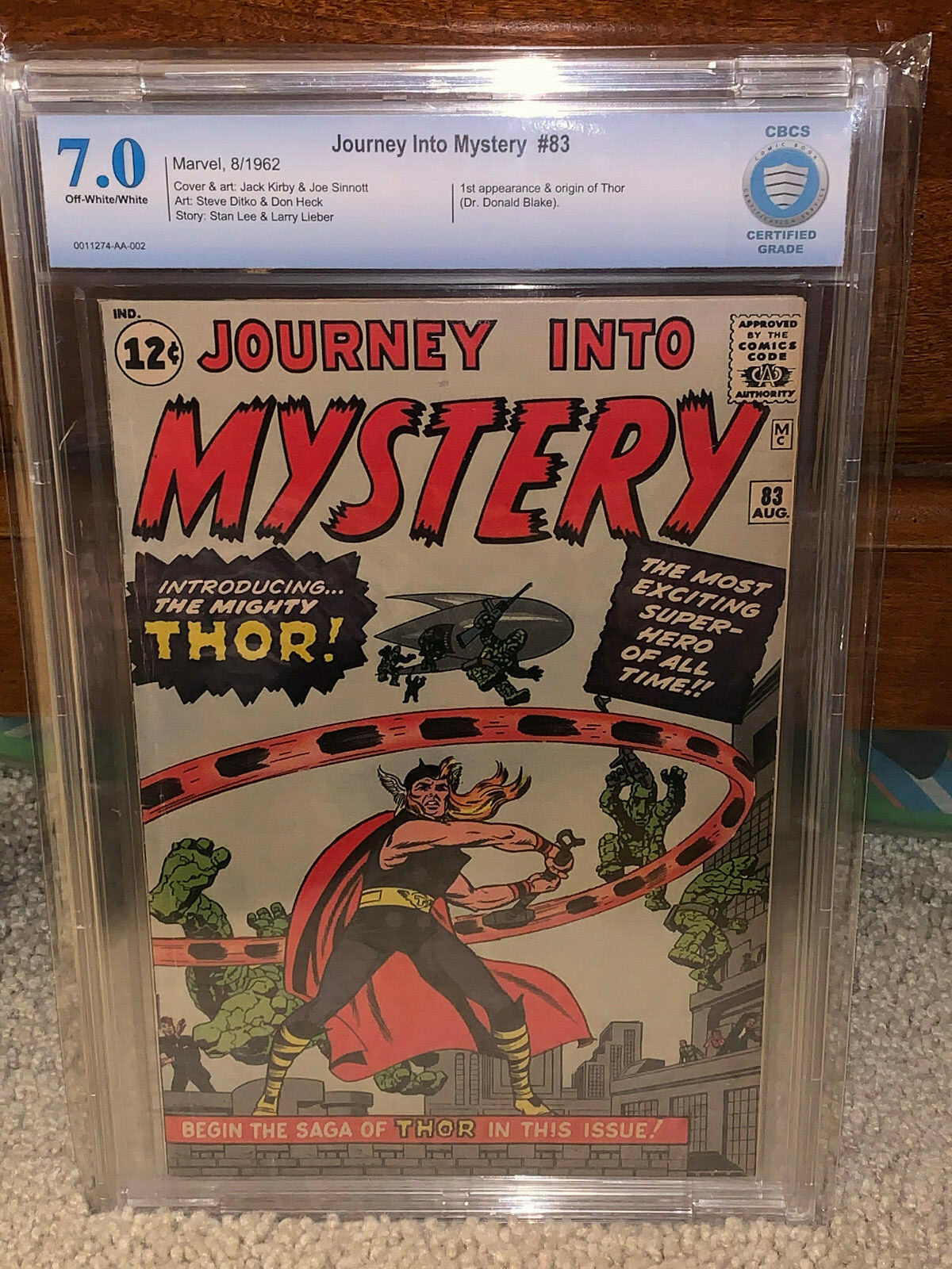 Journey Into Mystery #83 CBCS 7.0 1st Thor 1962 Free CGC sized mylar K10 cm Journey Into Mystery #83 CBCS 7.0 1st Thor 1962 Free CGC sized mylar K10 cm