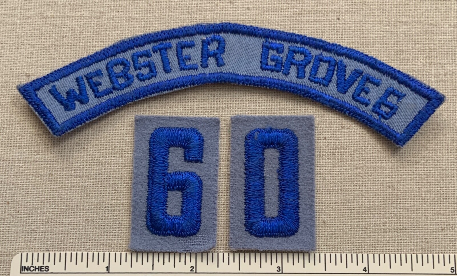 Vintage 1940s WEBSTER GROVES Boy Air Scout Blue on Blue PATCH & 60 NUMBERS BBS Vintage 1940s WEBSTER GROVES Boy Air Scout Blue on Blue PATCH & 60 NUMBERS BBS
