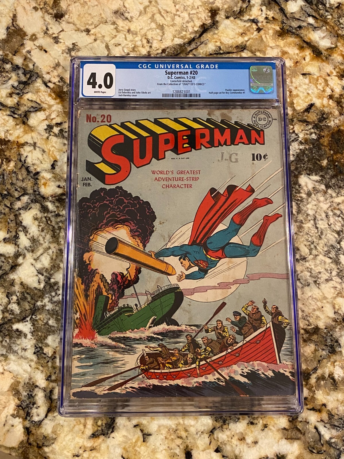 SUPERMAN #20 CGC 4.0 RARE WHITE PAGES NEVER PRESSED WORLD WAR 2 COVER GOLDEN AGE SUPERMAN #20 CGC 4.0 RARE WHITE PAGES NEVER PRESSED WORLD WAR 2 COVER GOLDEN AGE