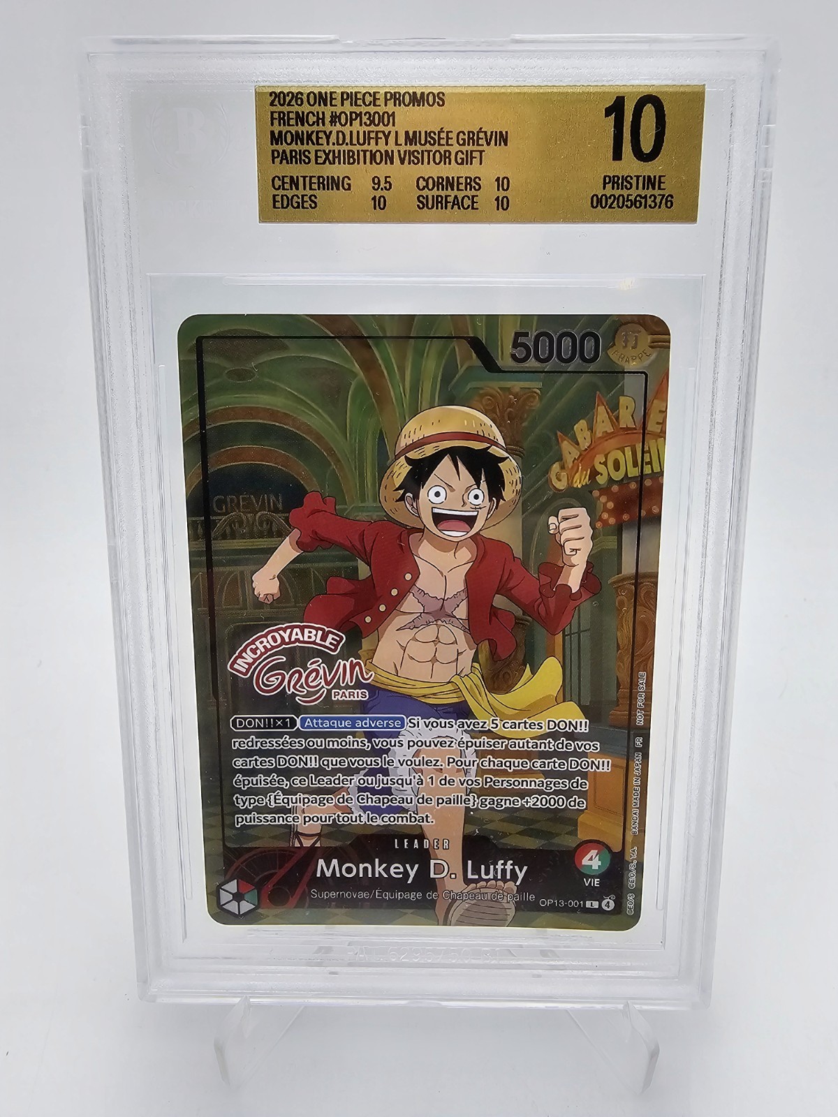 BGS 10 PRISTINE One Piece Monkey.D.Luffy Museum Paris Exhibition Visitor OP13-001 BGS 10 PRISTINE One Piece Monkey.D.Luffy Museum Paris Exhibition Visitor OP13-001