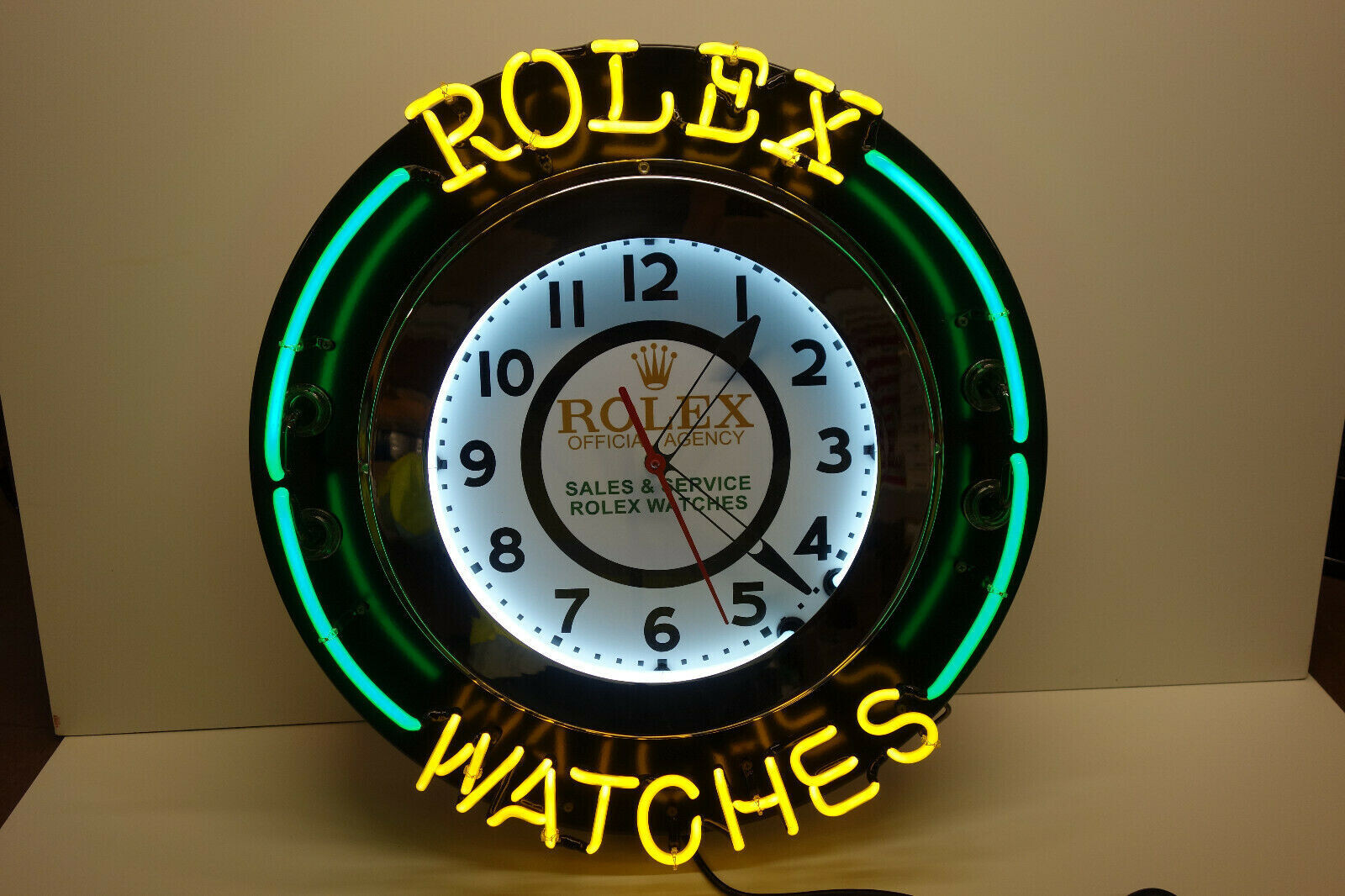 ROLEX NEON WALL CLOCK. PRISTINE & MINT. 24 ROLEX NEON WALL CLOCK. PRISTINE & MINT. 24