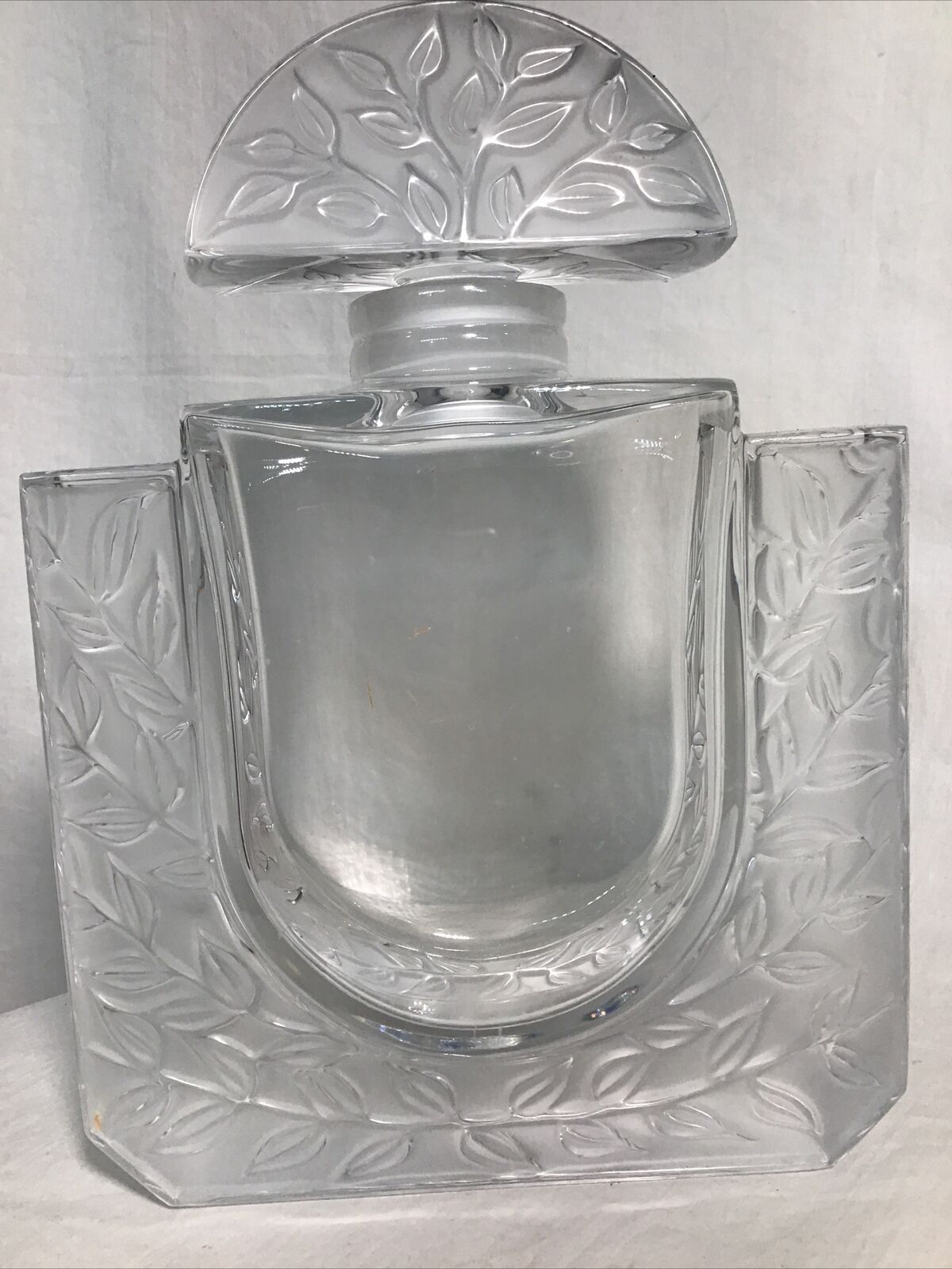 lalique perfume bottle vintage Large 10x7.5Square Half Circle Top  Heavy Crystal