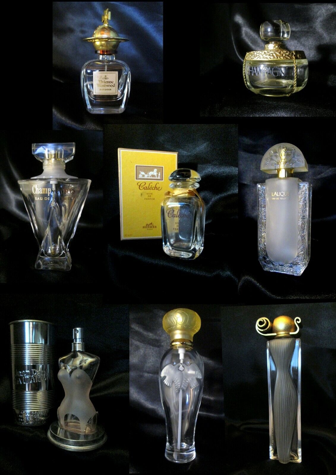 Lot of 8 Empty PERFUME BOTTLES Hermes Paris Perfume Flagrance Empty Bottle Collector