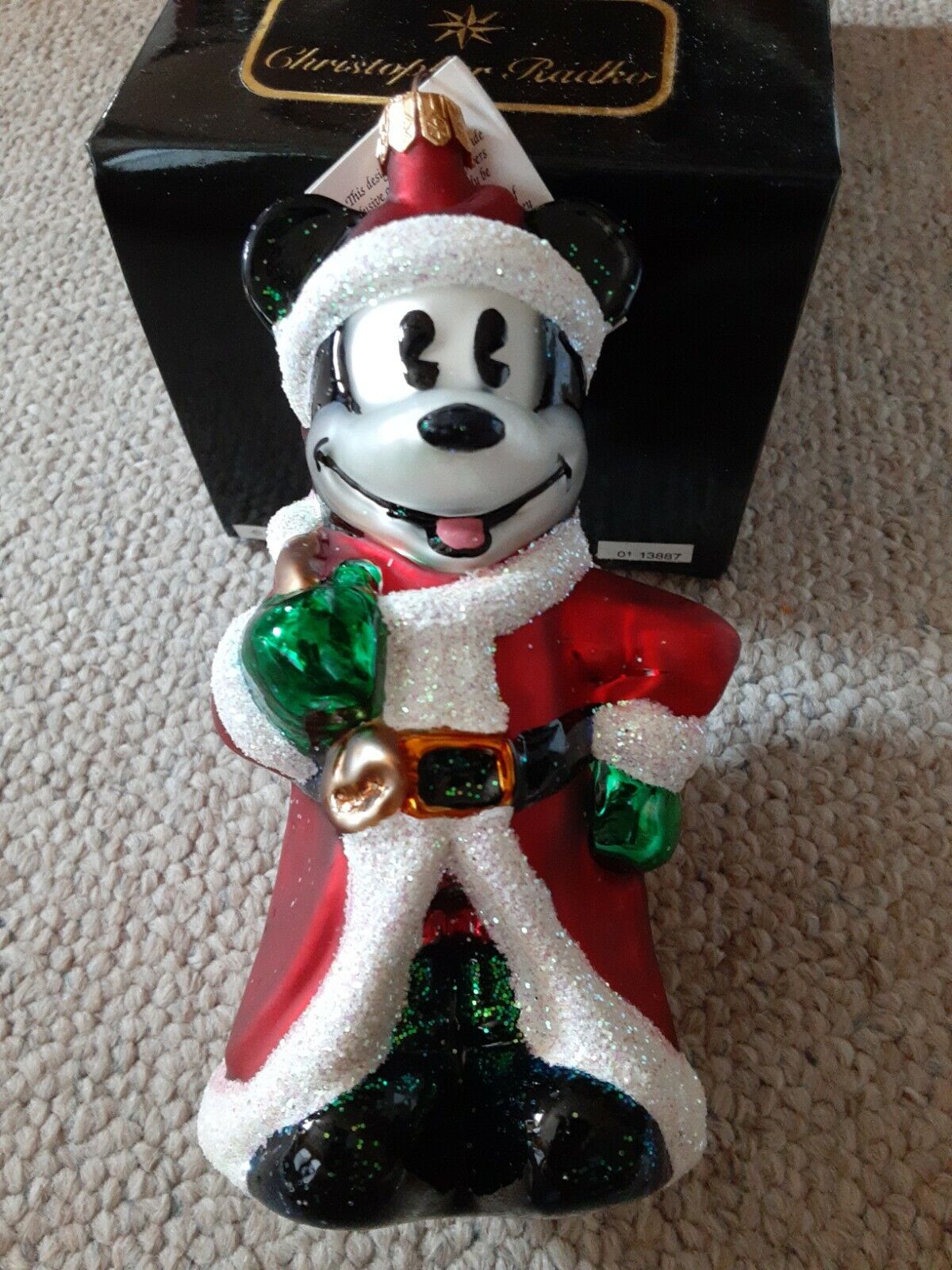Christopher Radko Disney 1996 Mickey Mouse Santa Christmas Ornament Signed
