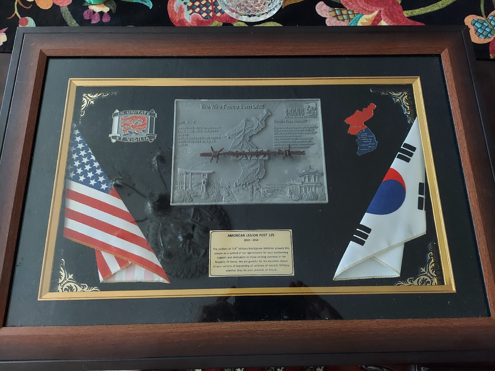 Korean War 50th Anniv DMZ Wire Framed Shadow Box American Legion Presentation Korean War 50th Anniv DMZ Wire Framed Shadow Box American Legion Presentation