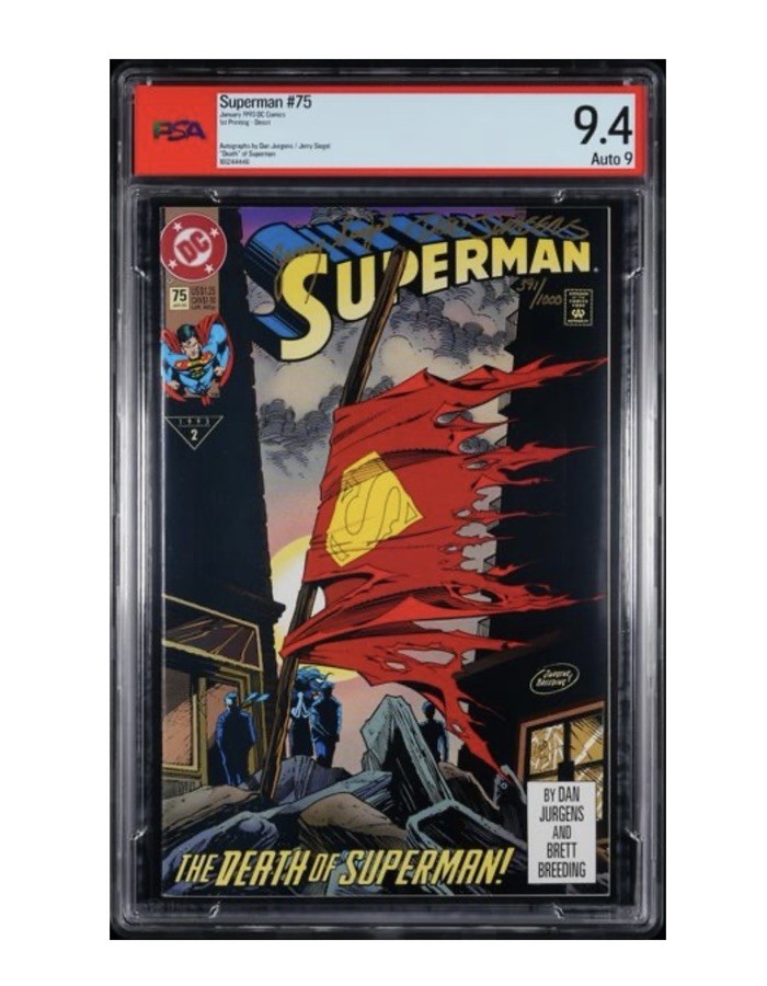 PSA 9.4 Superman 1993 #75 First Printing Direct Dual Signatures Jurgens/Siegel PSA 9.4 Superman 1993 #75 First Printing Direct Dual Signatures Jurgens/Siegel