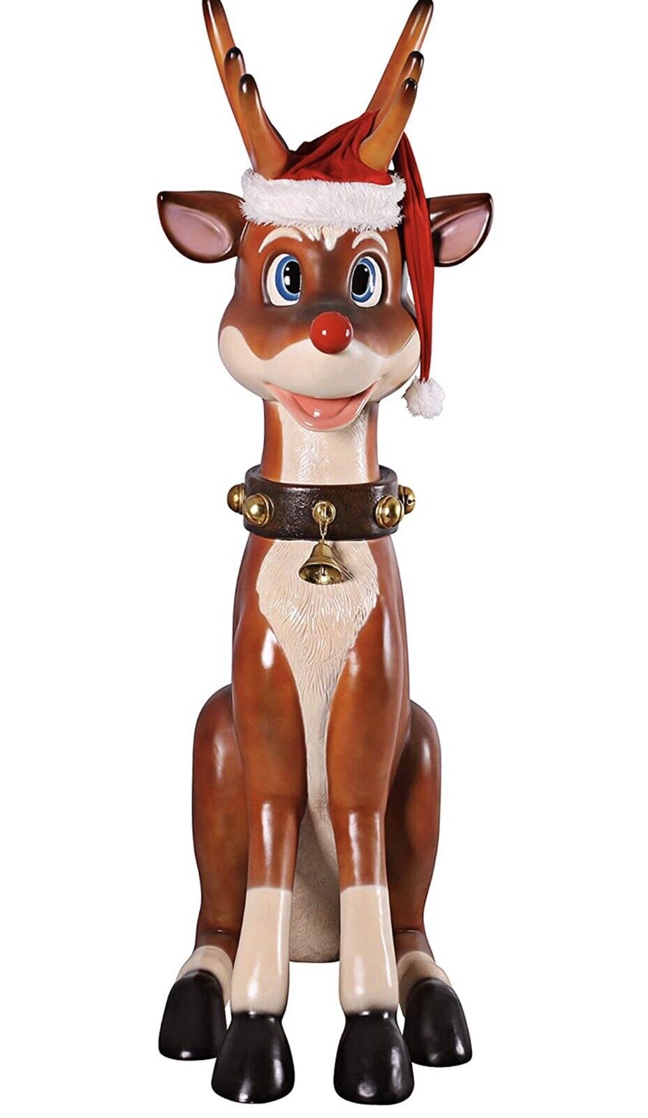 81.5 in Tall Colossal Oversized Red Nosed Christmas Reindeer Statue (dt)