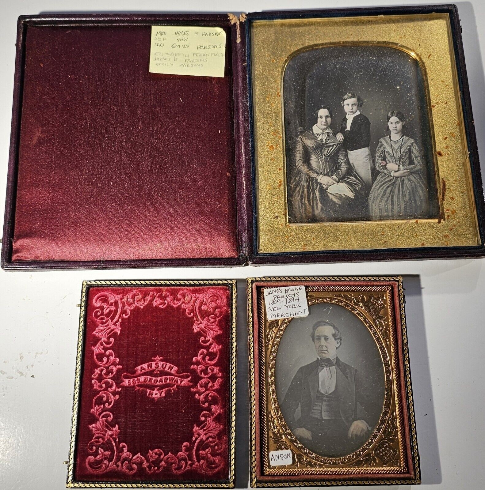 Daguerreotype Photo Lot New York Merchant & Family 1840s 1850s Rare Antique ID’d