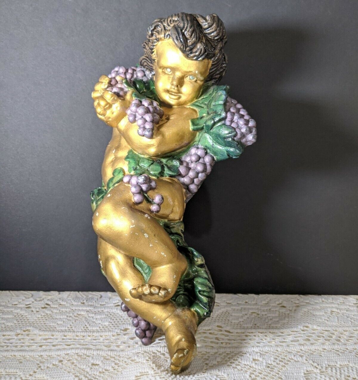 Vintage Antique French Country Regal Hollywood Regency CHERUB ANGEL Sculpture 