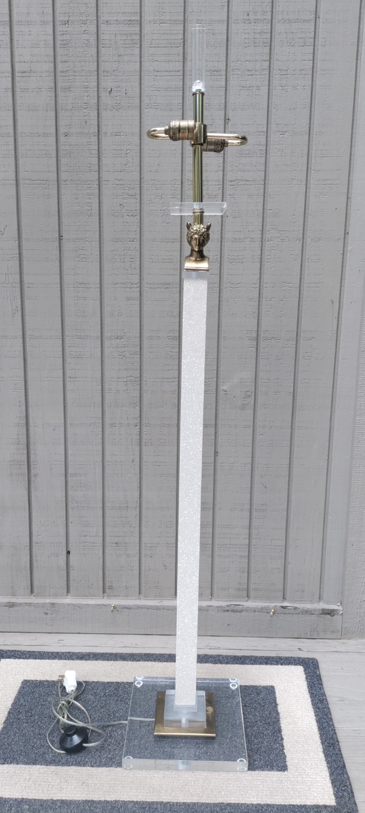 1989 BAUER LAMP CO. HERMES Brass and Lucite Floor Lamp
