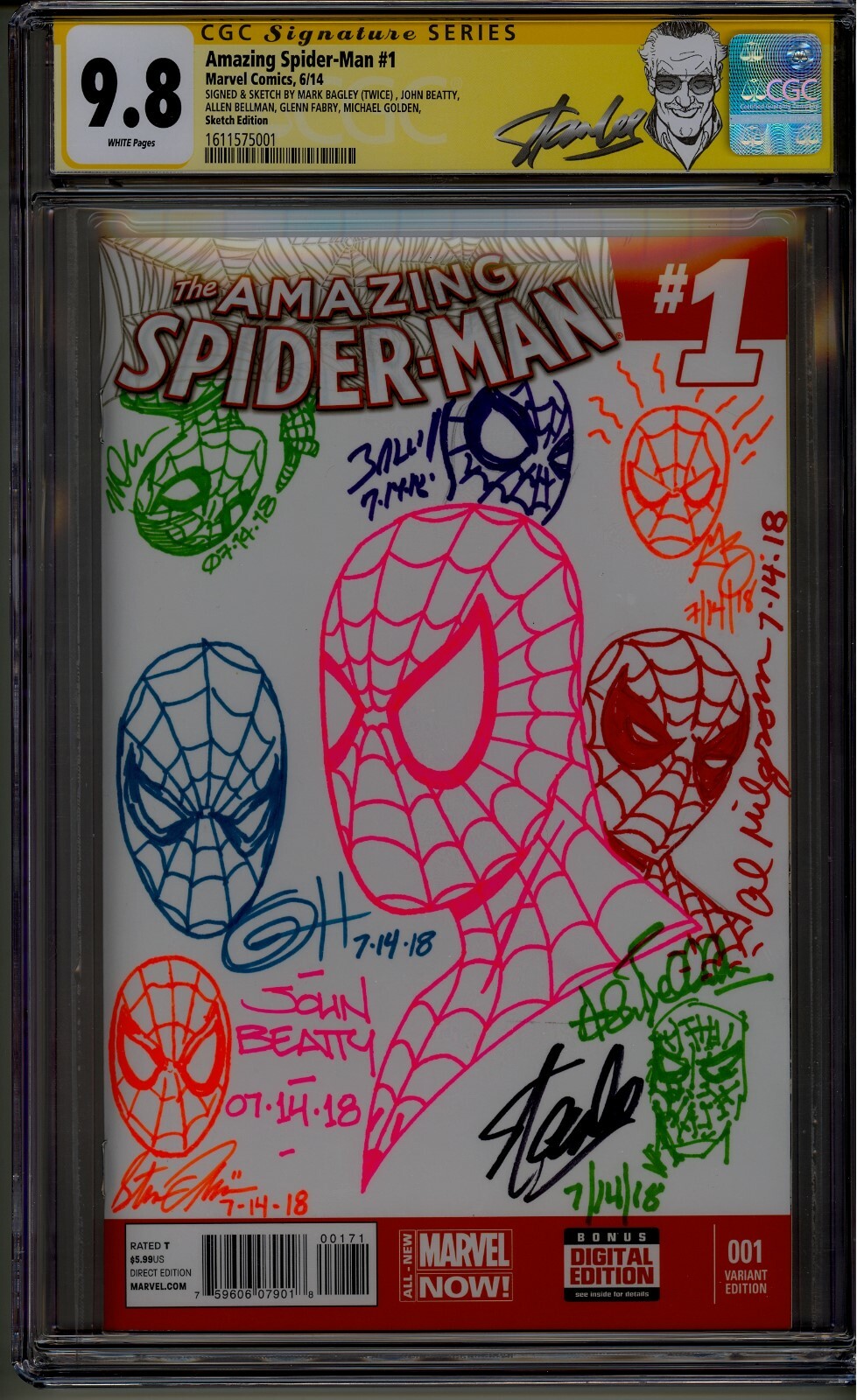 AMAZING SPIDER-MAN 1 CGC SS 9.8 STAN LEE BAGLEY HORN BEATTY BELLMAN LYDIC &MORE AMAZING SPIDER-MAN 1 CGC SS 9.8 STAN LEE BAGLEY HORN BEATTY BELLMAN LYDIC &MORE