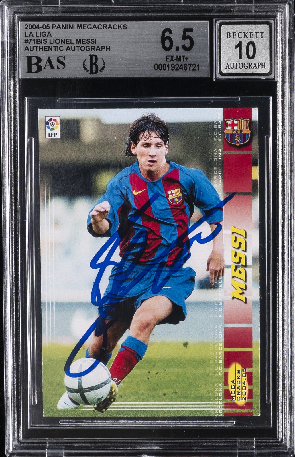 2004-05 PANINI MEGACRACKS LA LIGA AUTHENTIC AUTO #71BIS LIONEL MESSI BGS 6.5 2004-05 PANINI MEGACRACKS LA LIGA AUTHENTIC AUTO #71BIS LIONEL MESSI BGS 6.5