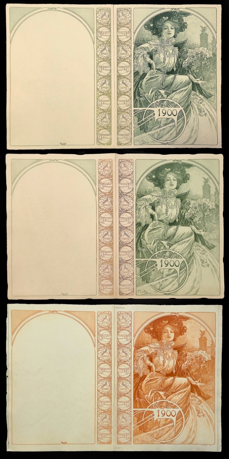 RARE MUCHA PROOF SET ESSAI DU BANQUET EXPOSITION UNIVERSELLE PARIS 1900 RARE MUCHA PROOF SET ESSAI DU BANQUET EXPOSITION UNIVERSELLE PARIS 1900