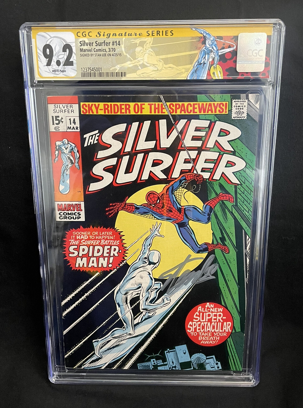 Silver Surfer #14 CGC SS 9.2 WP Signed By STAN LEE *Spider-Man Appearance*