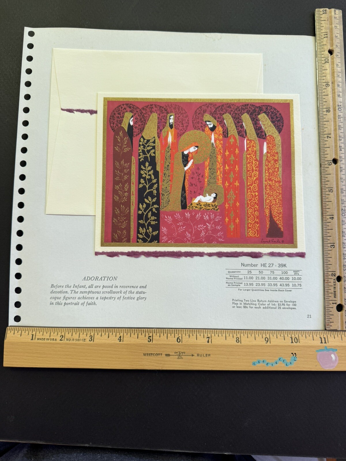 ADORATION ~ EYVIND EARLE ~ 1 VTG Irene Dash Xmas Greeting Card ~ BREATHTAKING