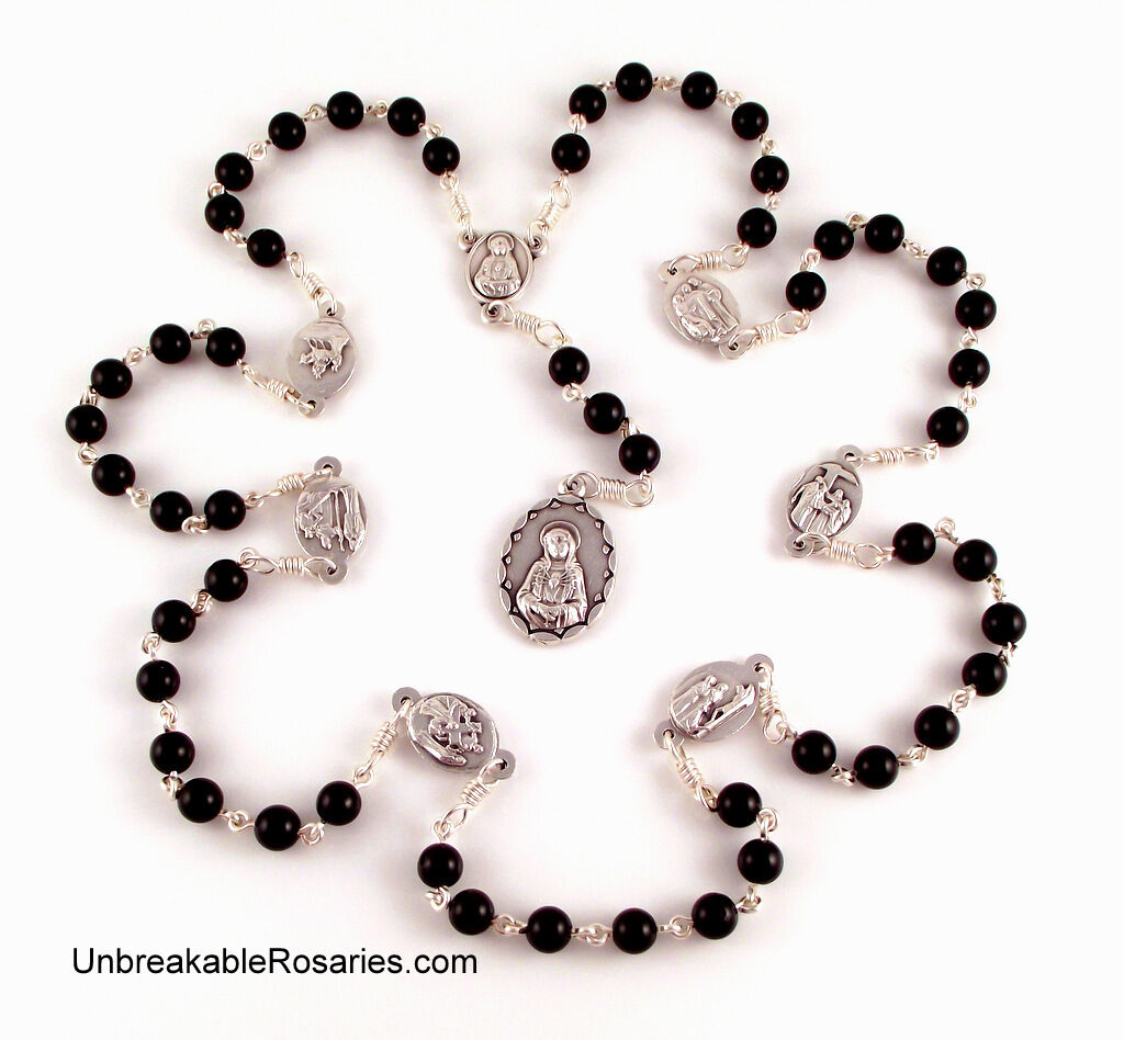 Rosary of The Seven Sorrows of Mary in Black Onyx Mater Dolorosa Servite Rosary