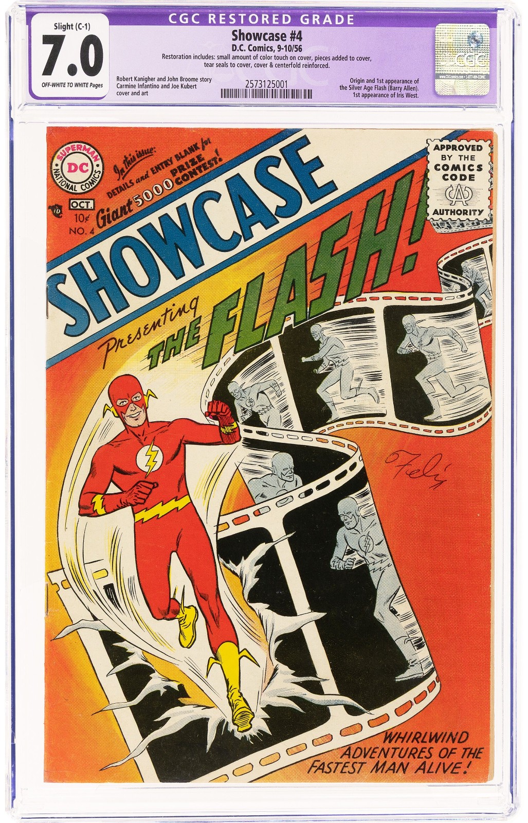 Showcase #4 CGC 7.0 (R)🔥1st Flash🔥Silver Age Grail 1956 Barry Allen R12 112 cm Showcase #4 CGC 7.0 (R)🔥1st Flash🔥Silver Age Grail 1956 Barry Allen R12 112 cm