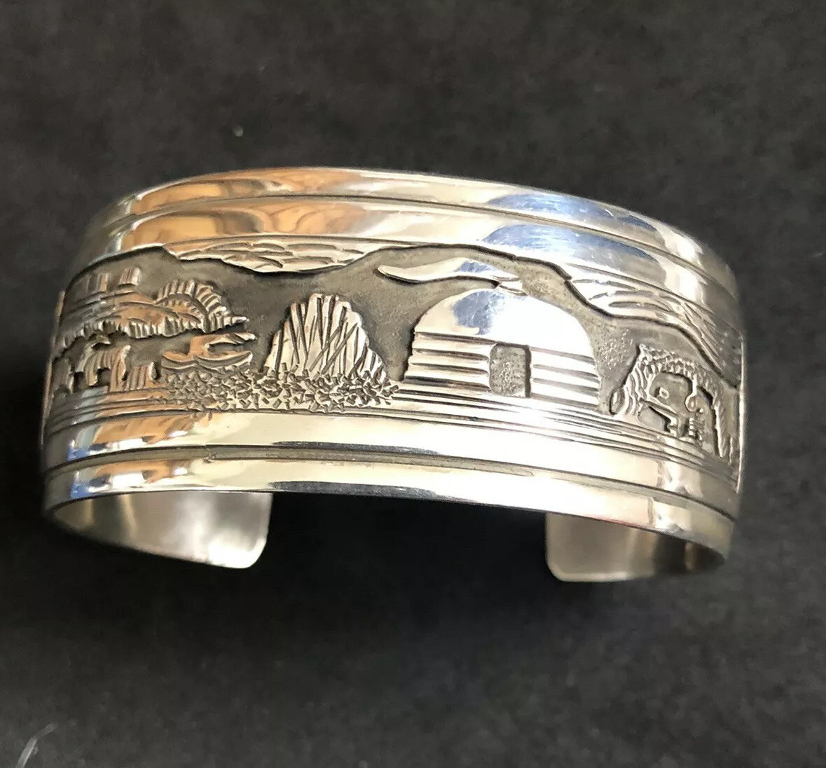 Navajo Storyteller Cuff Pueblo Sterling Silver Signed Tillie Jon Sz 5 253 Navajo Storyteller Cuff Pueblo Sterling Silver Signed Tillie Jon Sz 5 253