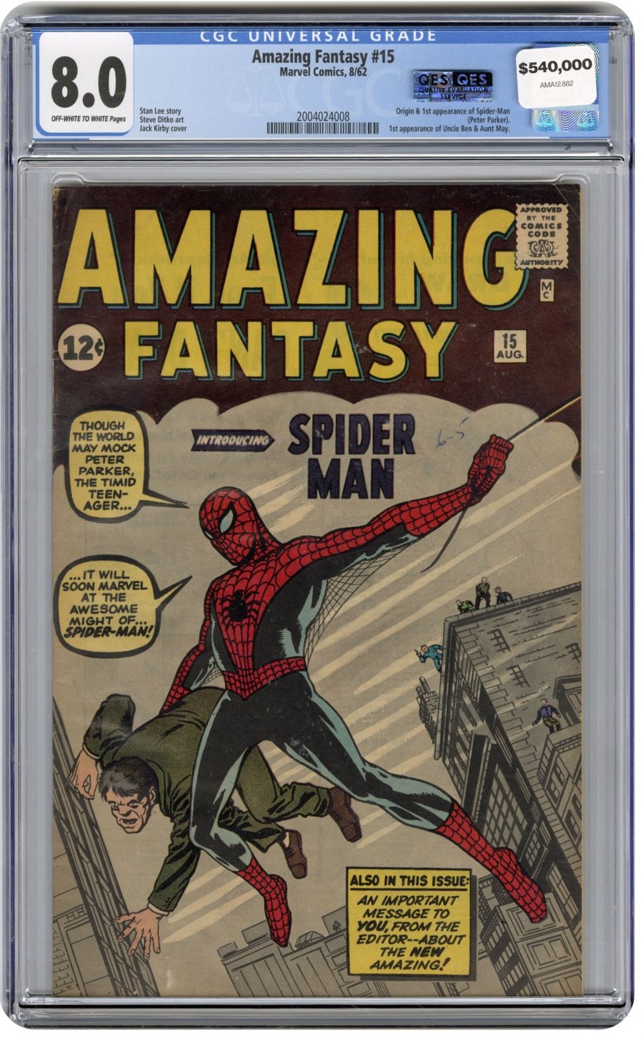 Marvel - AMAZING FANTASY #15 - Grade 8.0 - Comic Book