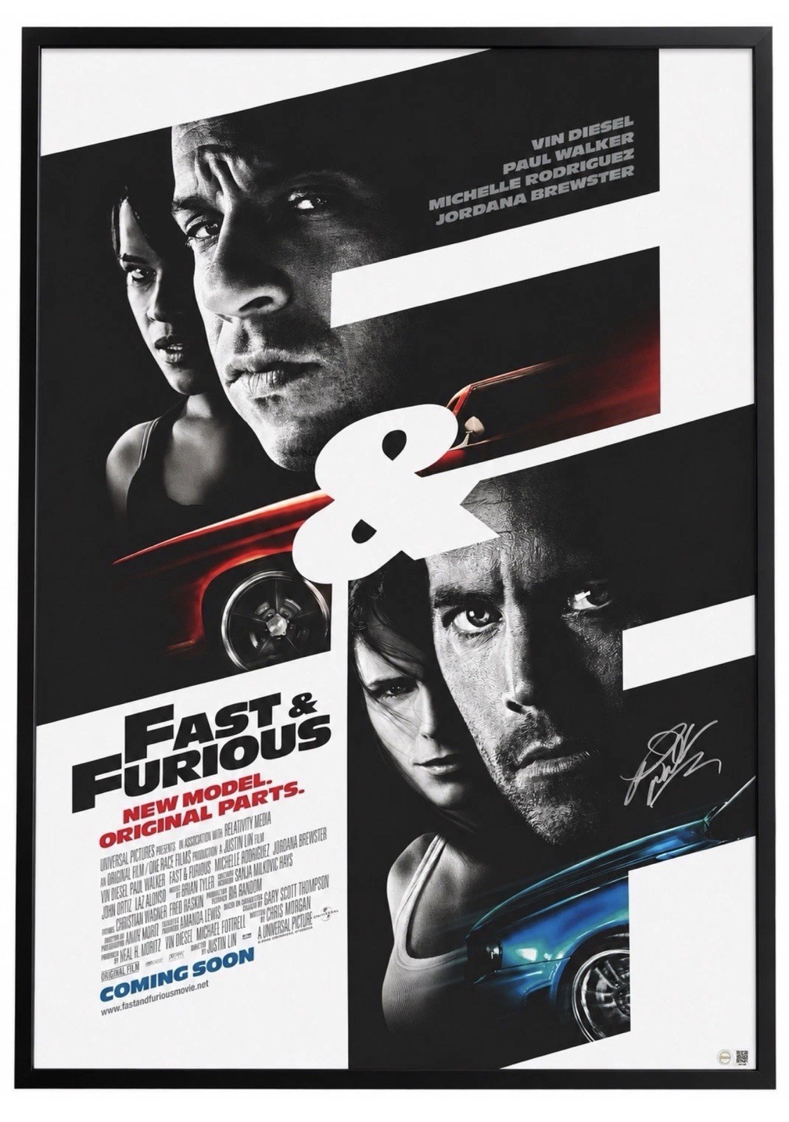 PAUL WALKER Rare Hand Signed “Fast & Furious” 27x40 inch Poster SWAU COA & LOA PAUL WALKER Rare Hand Signed “Fast & Furious” 27x40 inch Poster SWAU COA & LOA