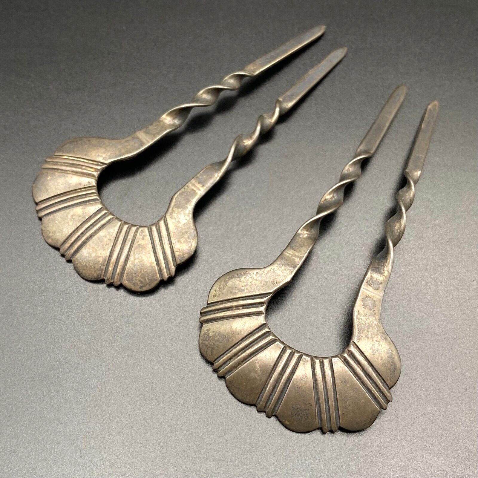 Vintage Navajo Kenneth Begay Native Handmade Sterling Silver Hair Pin Pair Vintage Navajo Kenneth Begay Native Handmade Sterling Silver Hair Pin Pair