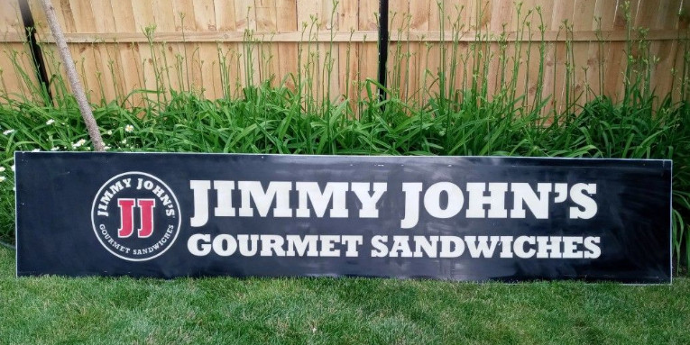FOOD ADVERTISING SIGN JIMMY JOHN'S GOURMET SANDWICHES RARE SIGN FOOD ADVERTISING SIGN JIMMY JOHN'S GOURMET SANDWICHES RARE SIGN