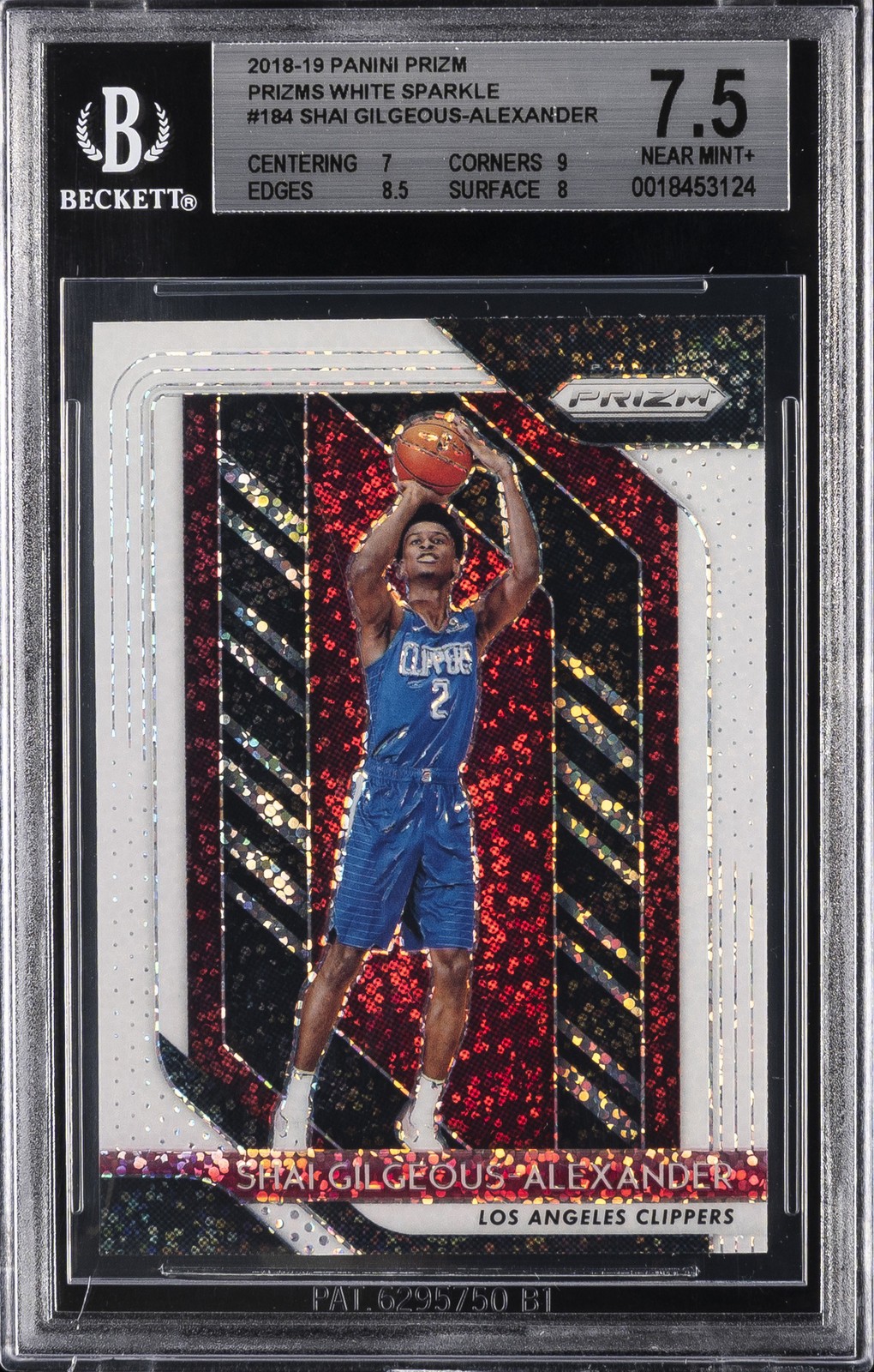2018-19 PANINI PRIZM PRIZMS WHITE SPARKLE #184 SHAI GILGEOUS-ALEXANDER BGS 7.5
