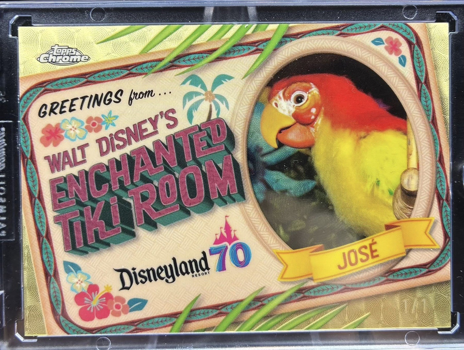 Topps Disneyland 70th RARE 1/1 Greetings from Walt Disneys Enchanted Tiki Room Topps Disneyland 70th RARE 1/1 Greetings from Walt Disneys Enchanted Tiki Room