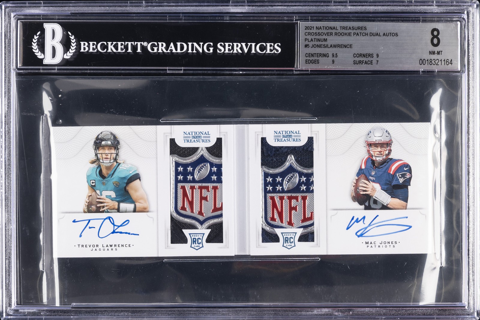 2021 PANINI: NATIONAL TREASURES #CD-QB MAC JONES/TREVOR LAWRENCE BGS 8 2021 PANINI: NATIONAL TREASURES #CD-QB MAC JONES/TREVOR LAWRENCE BGS 8