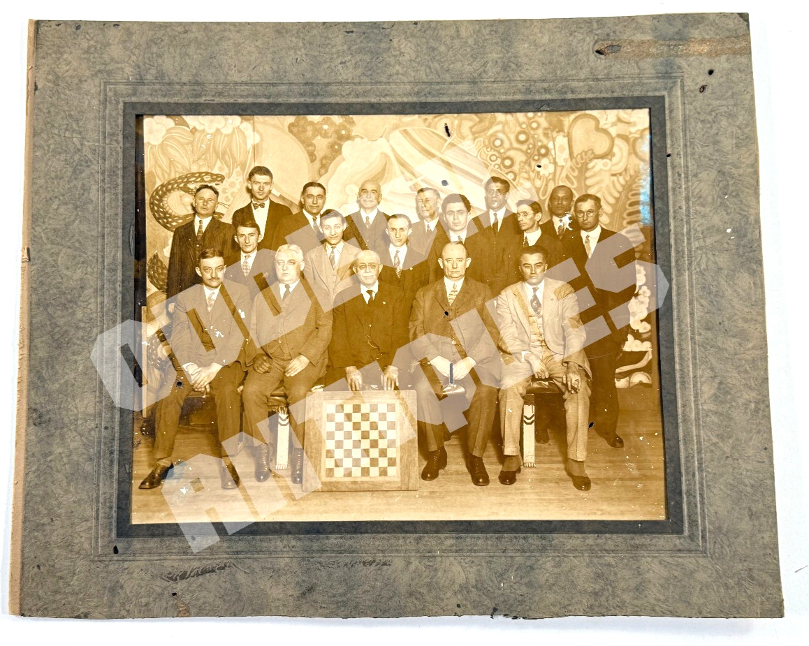 RARE 1927 2nd International Checker US Team Cabinet Photo SAM GONOTSKY Ajeeb RARE 1927 2nd International Checker US Team Cabinet Photo SAM GONOTSKY Ajeeb