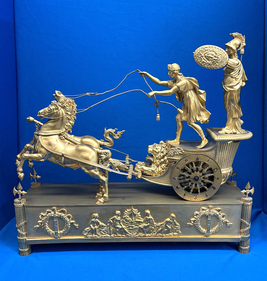 Antique 1820 French Empire Ormolu Chariot  Silk Thread *