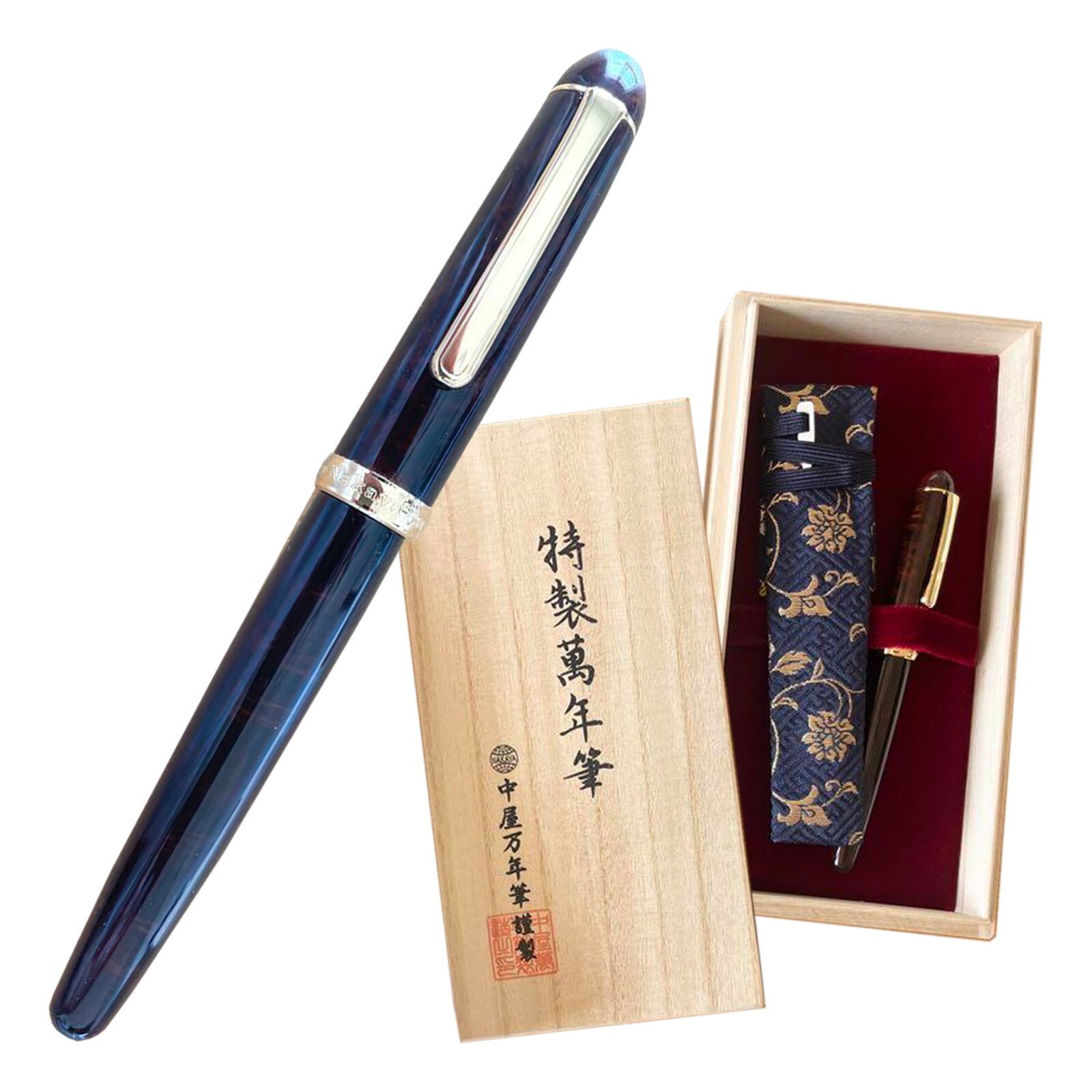 NAKAYA Fountain Pen Brier 14K with Ink Cartridges Blue Black Converter Excellent NAKAYA Fountain Pen Brier 14K with Ink Cartridges Blue Black Converter Excellent