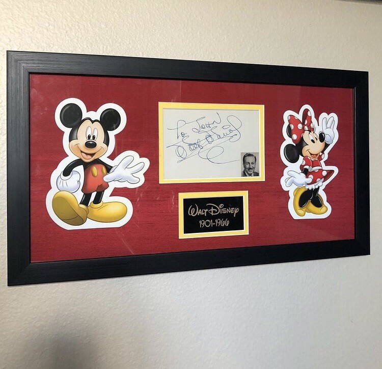Framed Walter E Disney Signed Autograph Index Card Walt Mickey Beckett COA LOA Framed Walter E Disney Signed Autograph Index Card Walt Mickey Beckett COA LOA