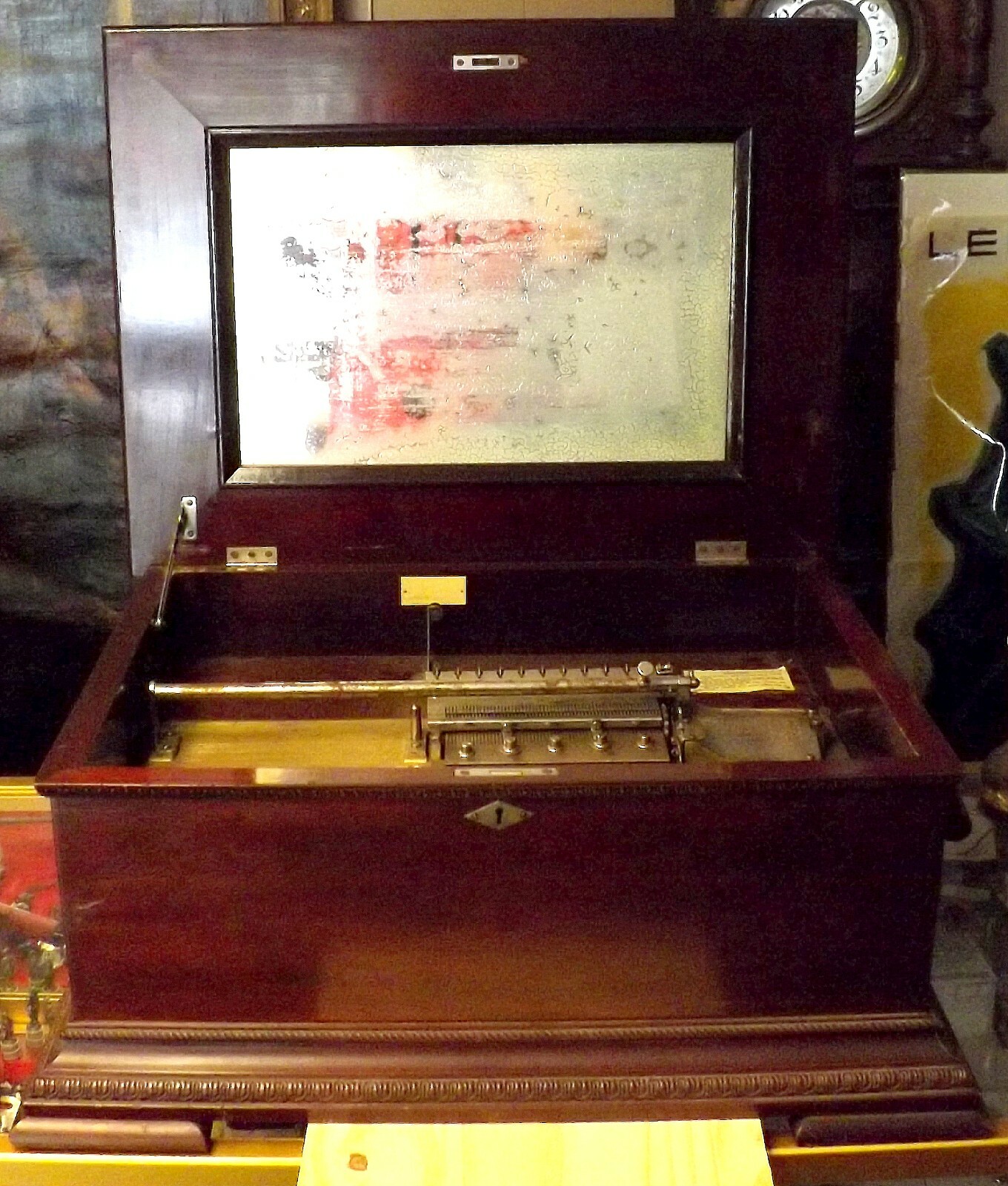Antique Stella Disc Music Box Mahogany Mermod Freres ~Working Order~ Antique Stella Disc Music Box Mahogany Mermod Freres ~Working Order~
