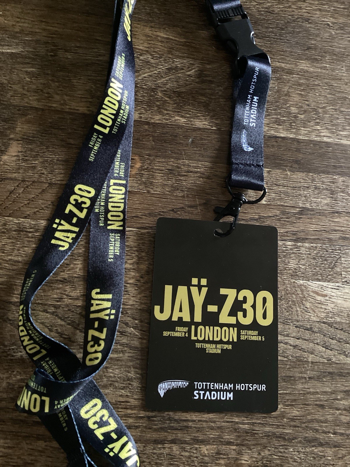 JAY Z JAŸ-Z30 Tottenham Hotspur Stadium September 4 5 Lanyard & Pass JAY Z JAŸ-Z30 Tottenham Hotspur Stadium September 4 5 Lanyard & Pass