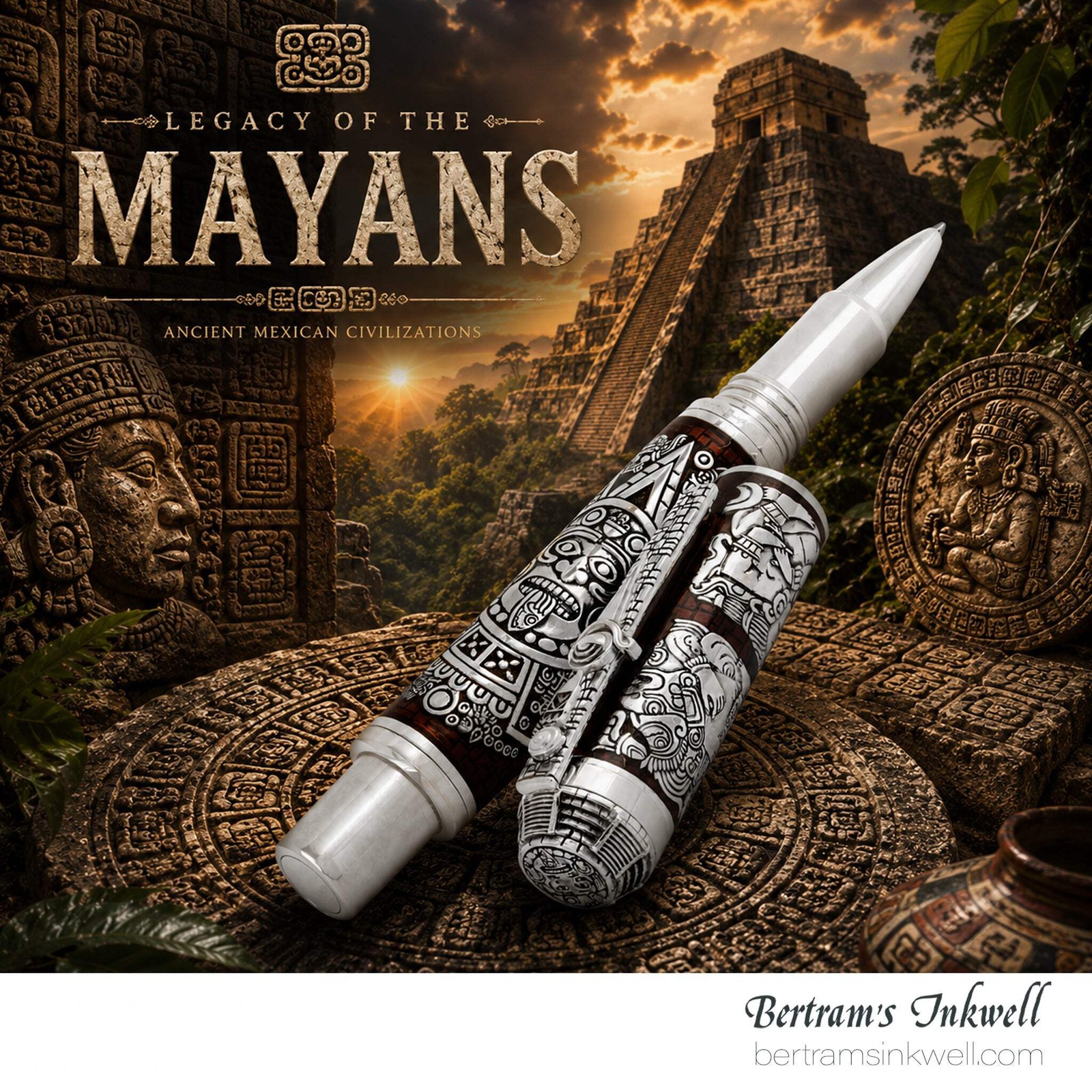 Montegrappa Ancient Mexican Civilizations Silver Limited Edition Rollerball ISCM Montegrappa Ancient Mexican Civilizations Silver Limited Edition Rollerball ISCM