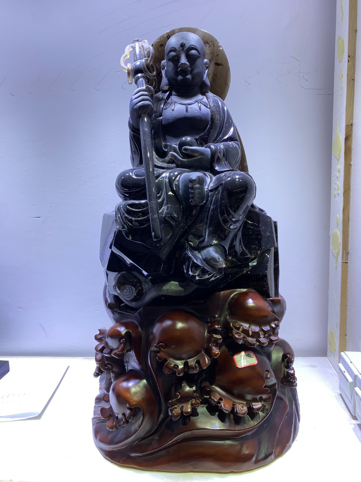 Large 99LB Top Natural Smoky quartz crystal Carved Buddha reiki healing Decor