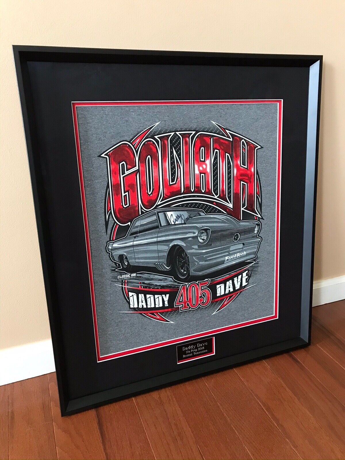 Street Outlaws 405 Daddy Dave Custom Framed Autographed T-Shirt Museum Glass