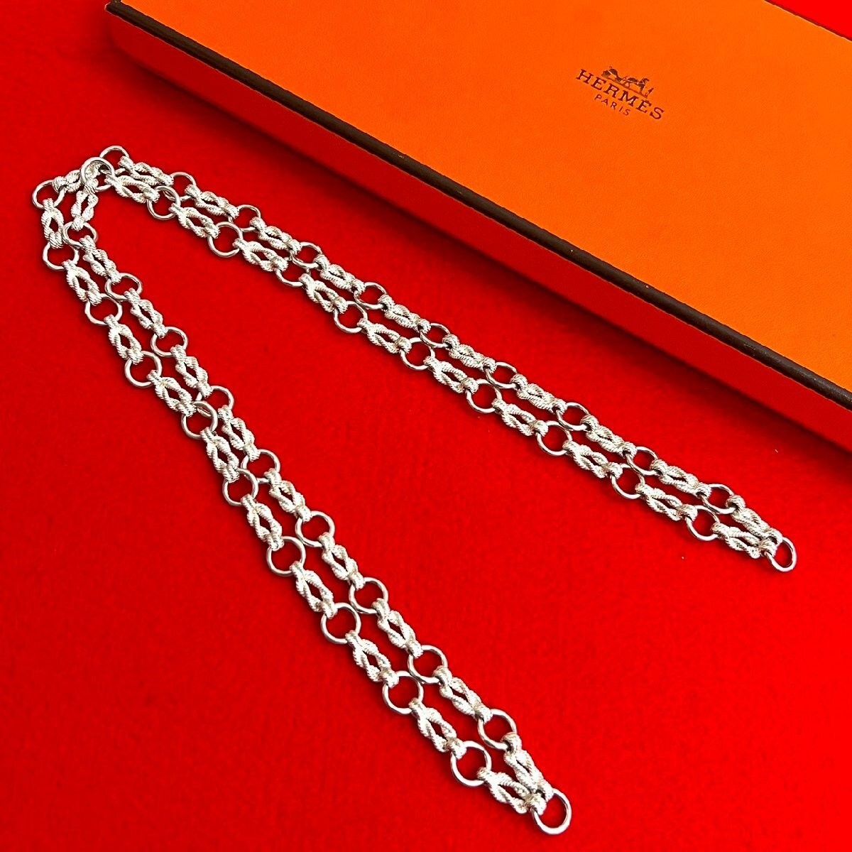 Excellent condition with case HERMES Vintage Od on Silver925 Necklace Choker Acc Excellent condition with case HERMES Vintage Od on Silver925 Necklace Choker Acc