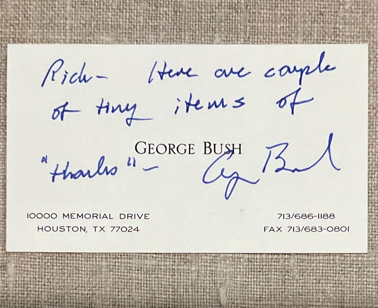 President George H. W. Bush Authentic Original Autographed Hand Signed Card