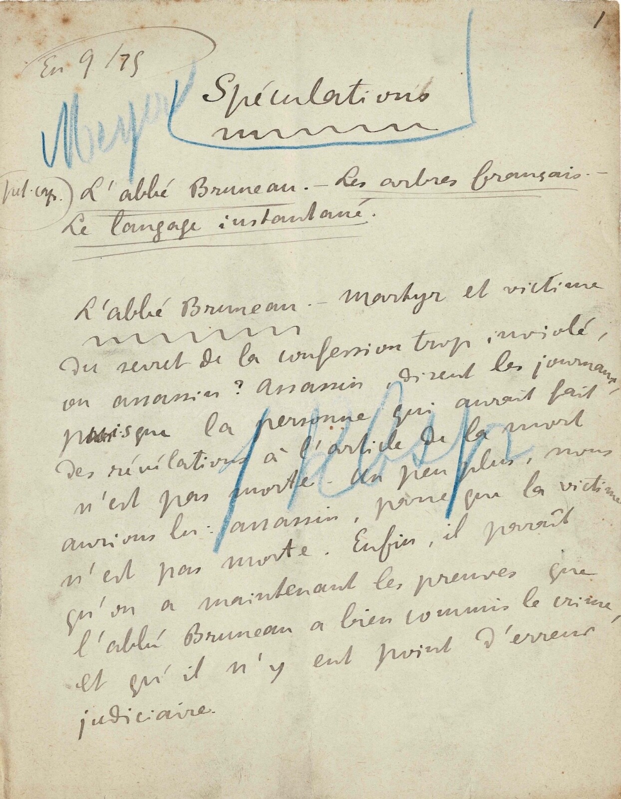 Alfred JARRY - Rare Signed Autograph Manuscript - Alfred JARRY - Rare Signed Autograph Manuscript -