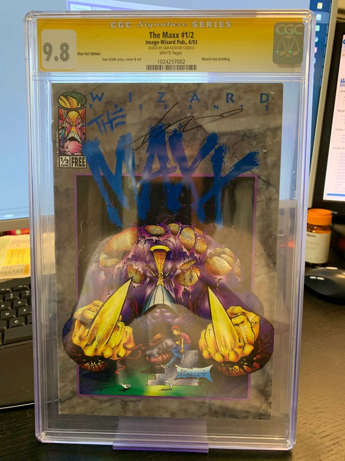 MAXX #1/2 BLUE FOIL CGC 9.8 SAM KIETH TEST PRINT ONLY 10 PRINTED RARE HTF SCARCE MAXX #1/2 BLUE FOIL CGC 9.8 SAM KIETH TEST PRINT ONLY 10 PRINTED RARE HTF SCARCE
