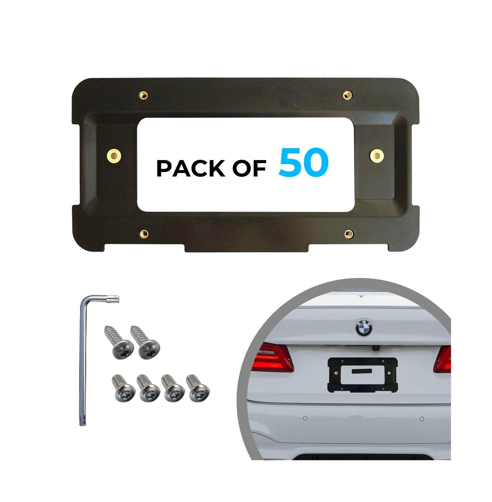 Rear Bumper License Plate Bracket for BMW 2000-2024, Plate Holder Set w 6 Scr... Rear Bumper License Plate Bracket for BMW 2000-2024, Plate Holder Set w 6 Scr...