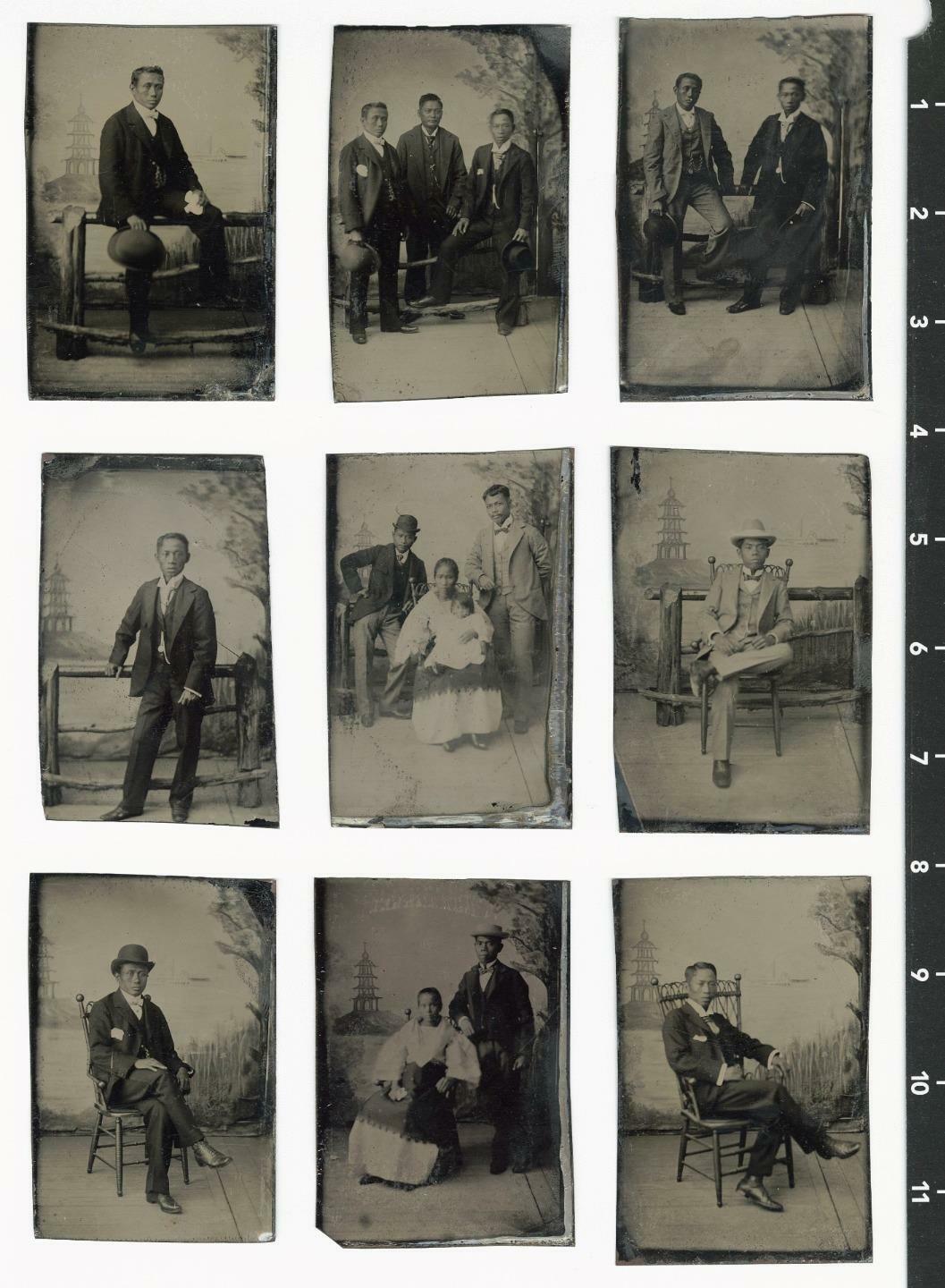 c. 1860's Filipino Family Lot of 9 Sixth Plate Tintypes