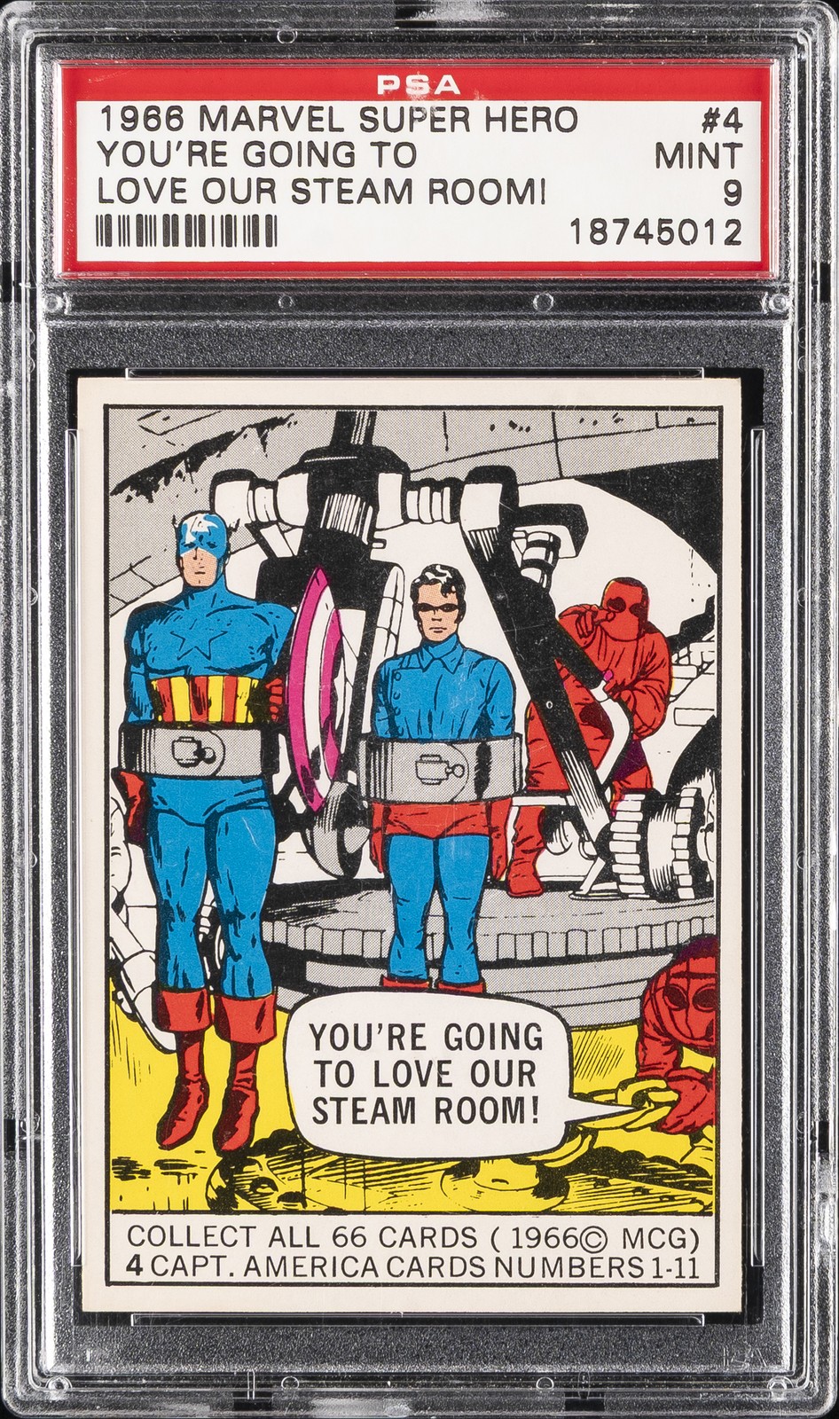 1966 MARVEL SUPER HEROES #4 YOU'RE GOING TO LOVE OUR STEAM ROOM PSA 9