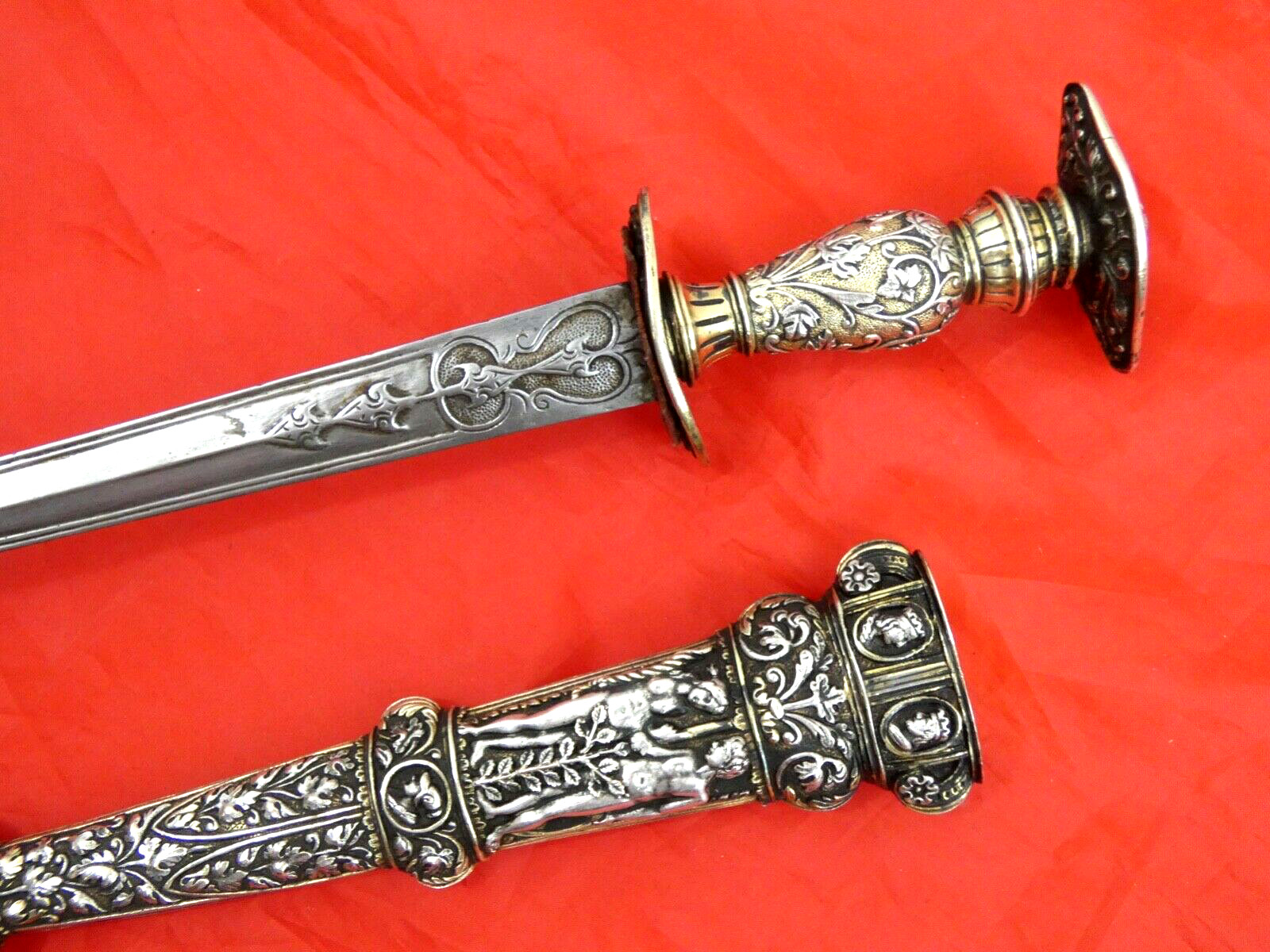 MAGNIFICENT ANTIQUE EUROPEAN SILVER DAGGER Turkish Ottoman Court blade sword MAGNIFICENT ANTIQUE EUROPEAN SILVER DAGGER Turkish Ottoman Court blade sword