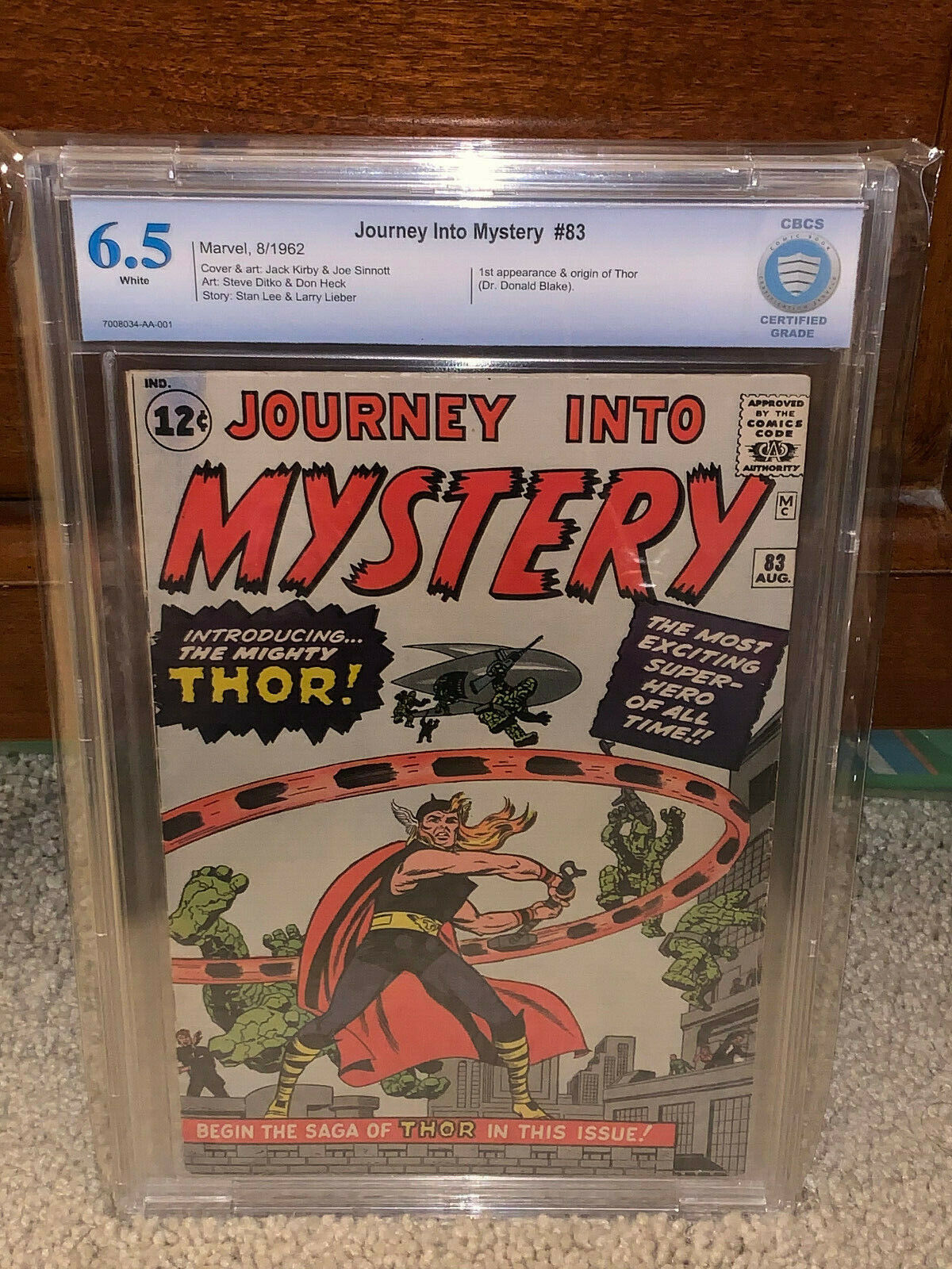 Journey Into Mystery #83 CBCS 6.5 1st Thor WP 1962 Free CGC sized mylar K10 cm