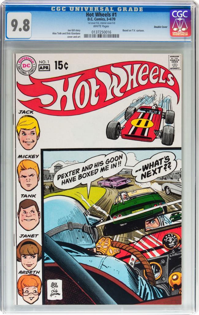 Hot Wheels #1 CGC 9.8 DC 1970 Double Cover Rare White Pages TV Cartoon C12 cm Hot Wheels #1 CGC 9.8 DC 1970 Double Cover Rare White Pages TV Cartoon C12 cm