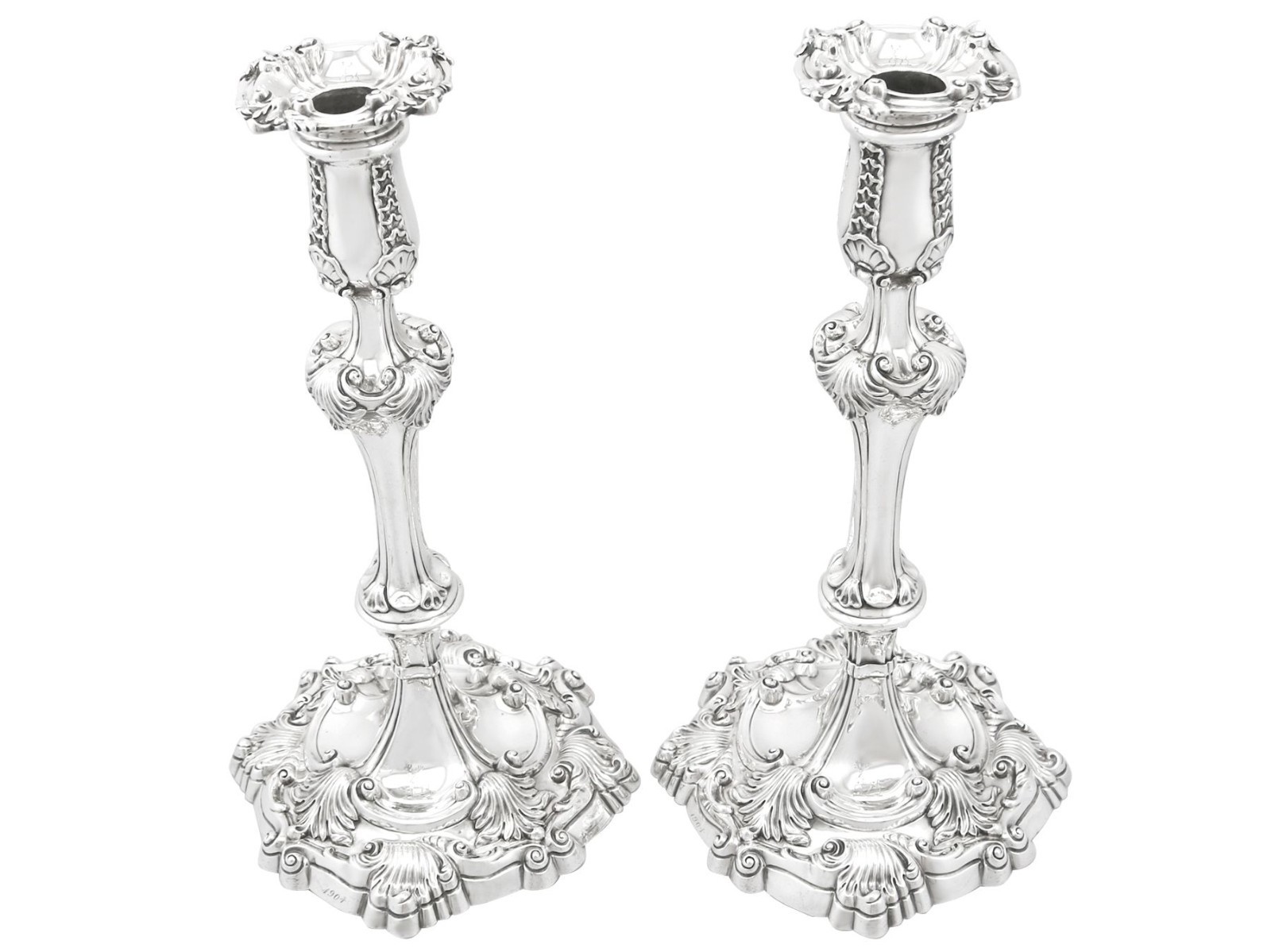 Antique George IV Sterling Silver Candlesticks by Robert Garrard II 1829 Antique George IV Sterling Silver Candlesticks by Robert Garrard II 1829